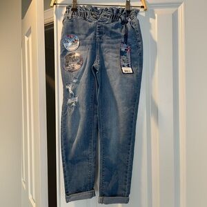 Blue Spice girl’s paper bag cuffed skinny Jean/ indigo/ size 8